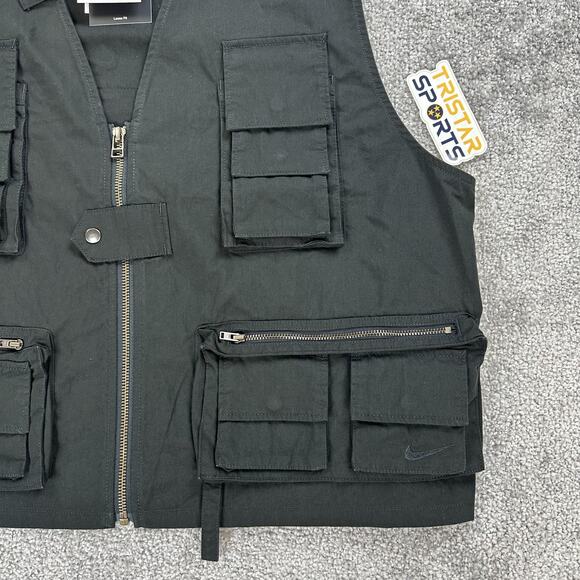 Nike Life Utility Vest Mens Large Black FN3214-010 Multi Pocket Outdoor Fishing - Picture 3 of 12